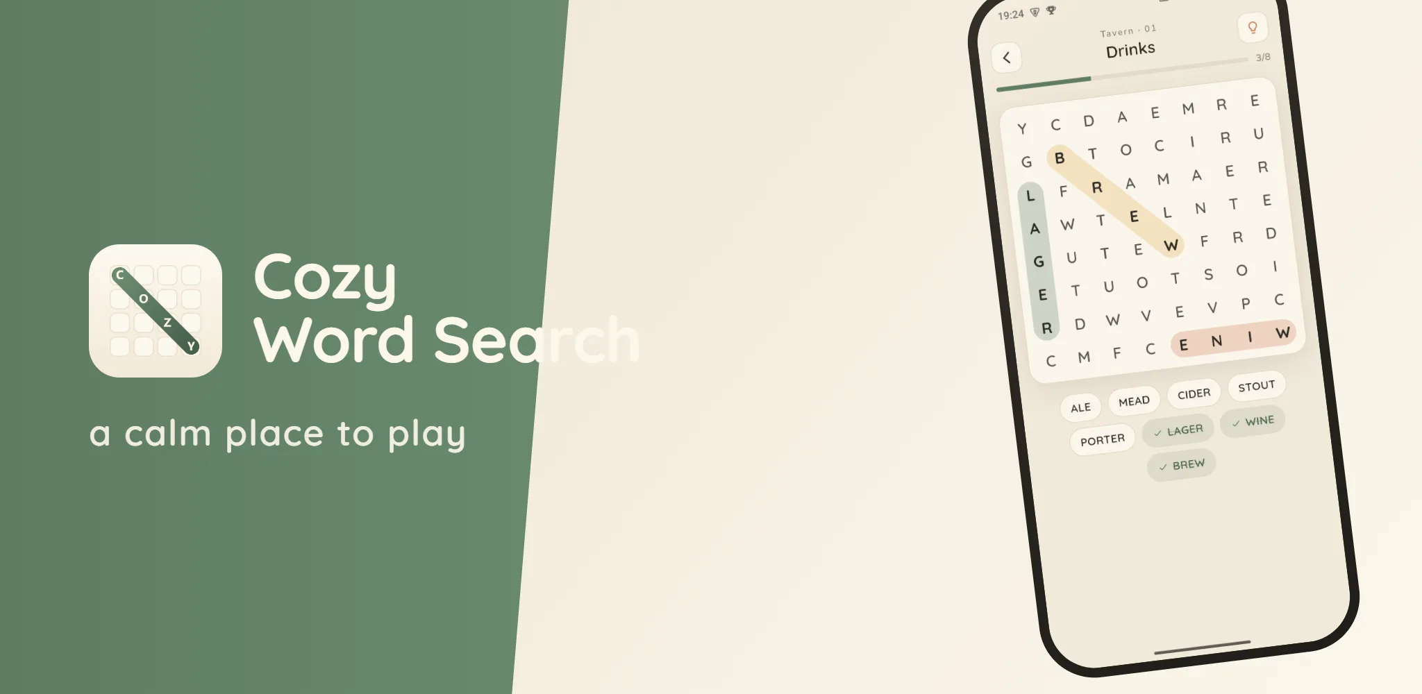 Cozy Word Search — App design project cover